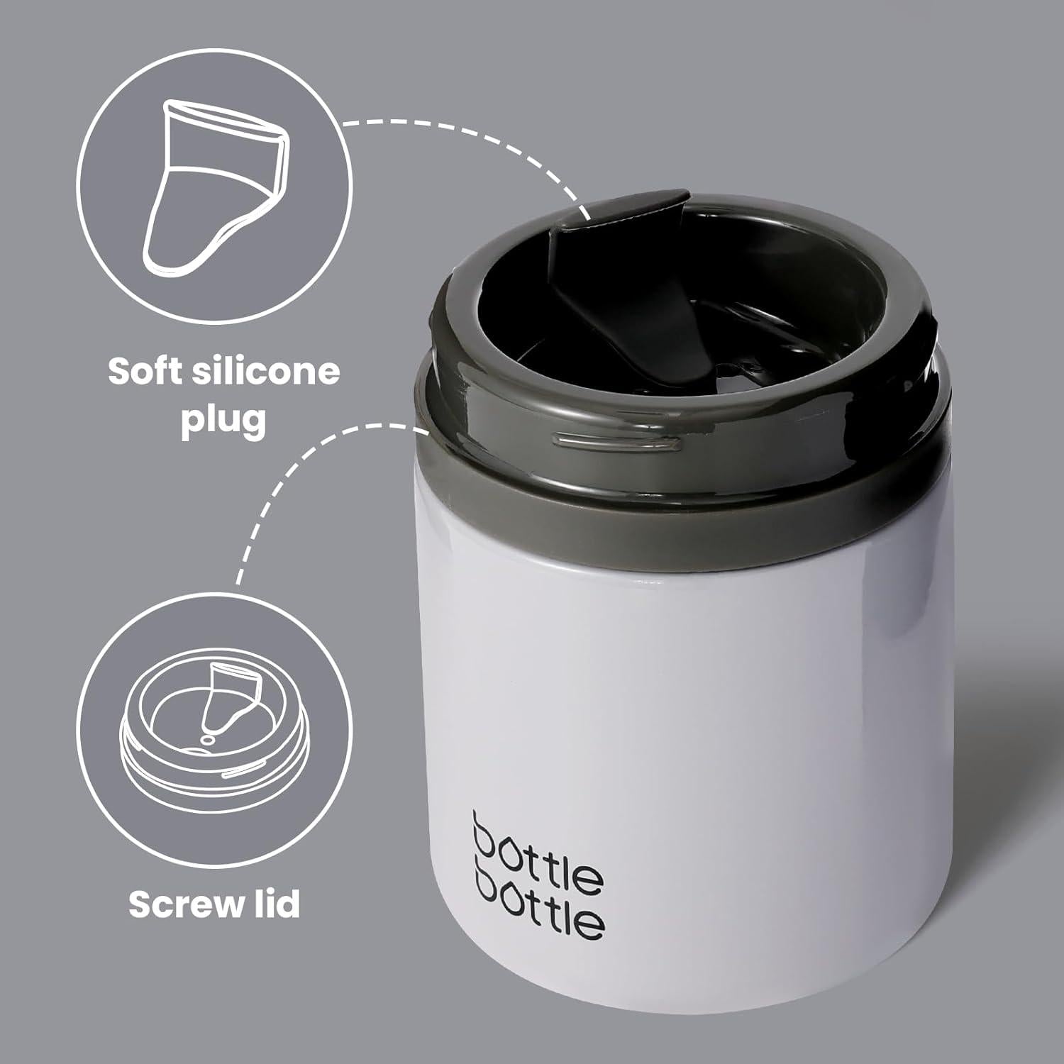 Edelstahlbecher mit Griff, 2 Deckeln, 625 ml, Kaffeebecher Büro Reise Geschenk, Thermosflasche BPA Frei