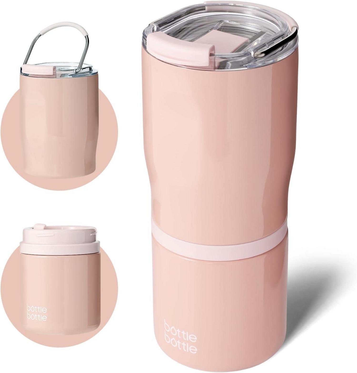 Isolierter Edelstahlbecher mit Griff und 2 Deckeln 625 ml, BPA-frei