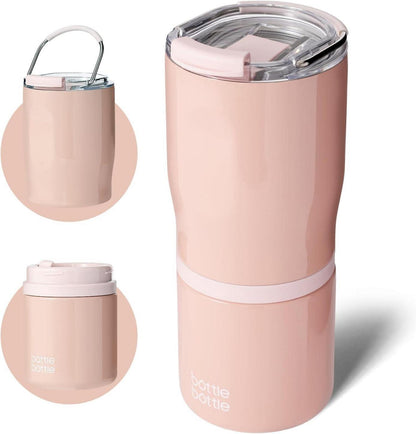 Isolierter Edelstahlbecher mit Griff und 2 Deckeln 625 ml, BPA-frei
