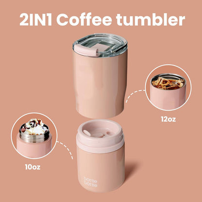 Edelstahlbecher mit Griff und 2 Deckeln 625ml 2-in-1