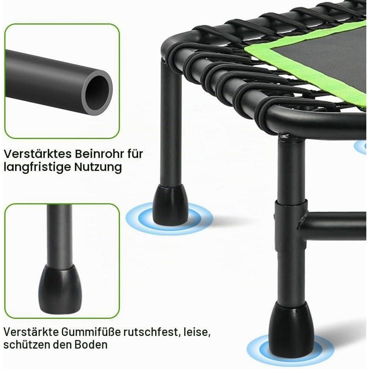 Fitness Trampolin mit Griff – Leise & Gelenkschonend