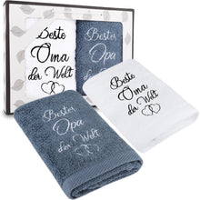 Besticktes Großeltern Handtuch Set 35x75cm in Geschenkbox