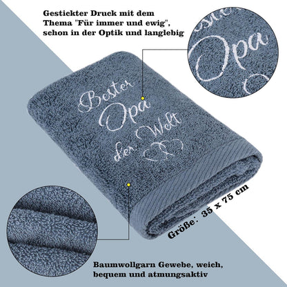Besticktes Großeltern Handtuch Set 35x75cm in Geschenkbox
