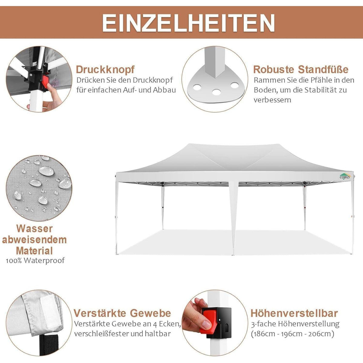 Faltpavillon 3x6 wasserdicht – Partyzelt für Garten & Events