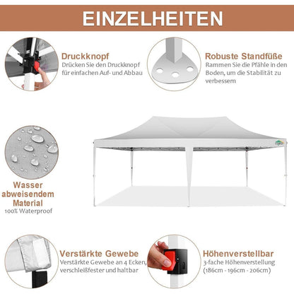 Faltpavillon 3x6 wasserdicht – Partyzelt für Garten & Events