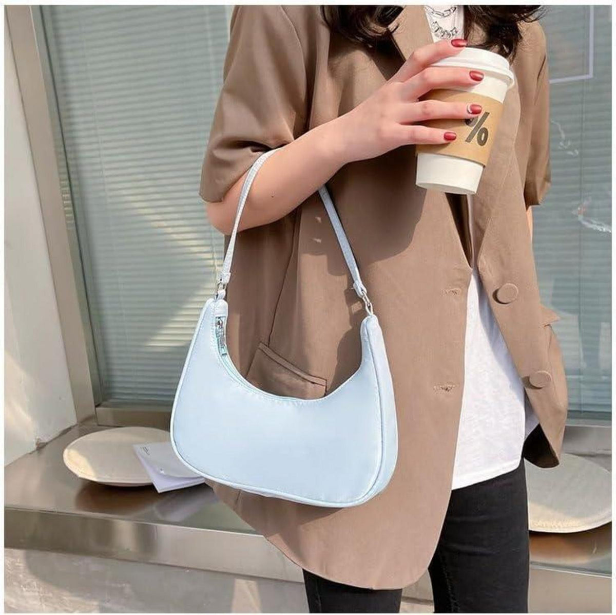 Aucuu Umhängetasche Damen Handtasche Retro Nylon Y2k Fashion Pom-Pom Schlüsselanhänger