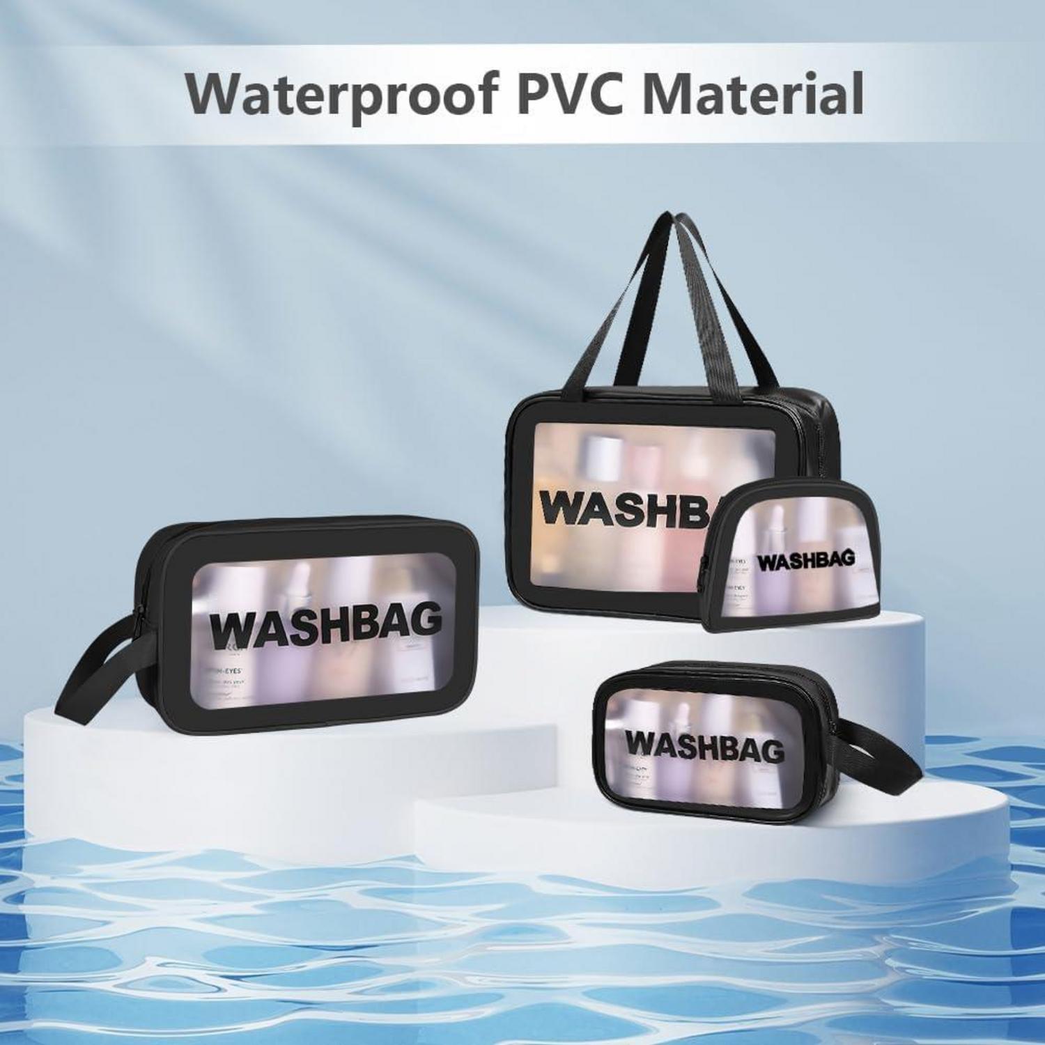 Transparente Kosmetiktasche 4er Set in Schwarz - Reißverschluss