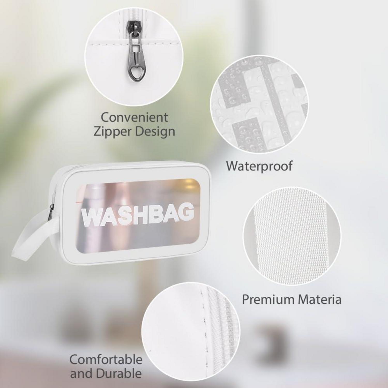 Transparente Kosmetiktasche Set mit 4PC, PU-Leder Organizer
