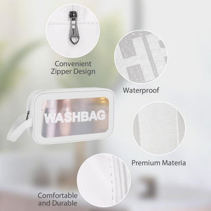 Transparente Kosmetiktasche Set mit 4PC, PU-Leder Organizer