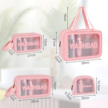 Transparente Reise Kulturbeutel 4er Set Rosa PU-Leder