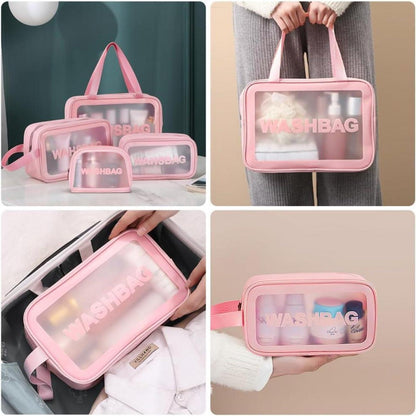 Transparente Kosmetiktasche PU-Leder Organizer Reise Kulturbeutel 4er Set