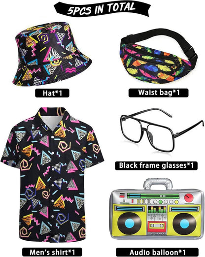 BIQIQI 80er Jahre Party Herren Outfit Set mit Zubehör