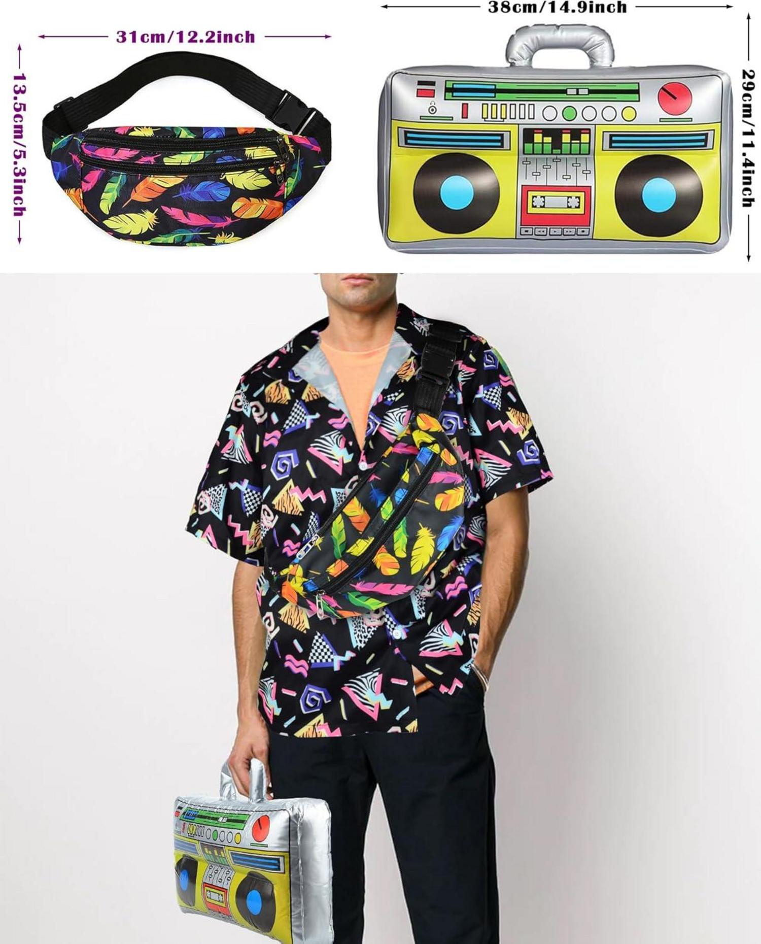 80er Jahre Herren Outfit Set Rapper Hip Hop Kostüm Zubehör XXL