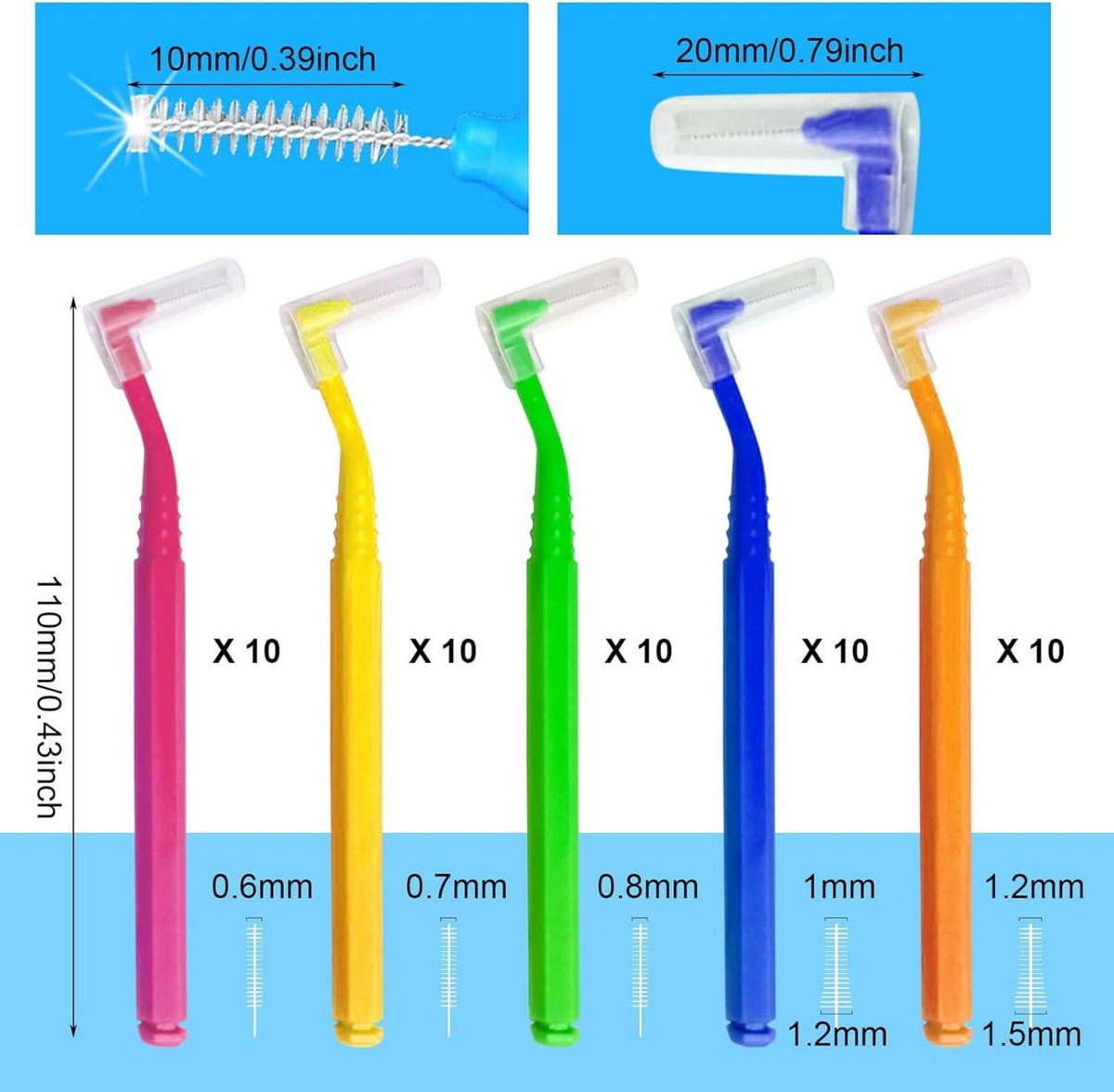50 Interdentalbürsten für Zähne und