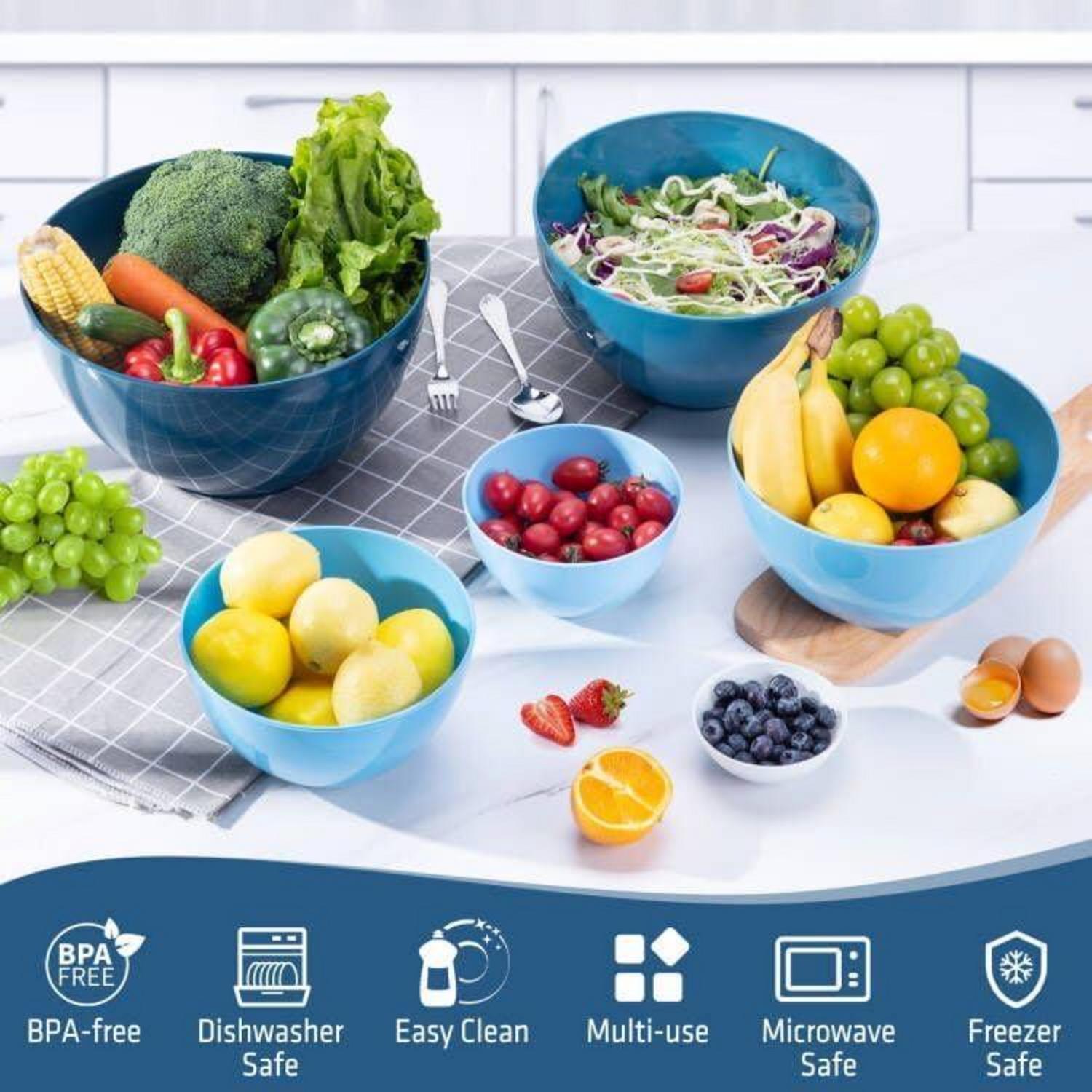 Luxear Große Salatschüssel Set mit Deckel, 6-teilig, BPA-frei, Stapelbar
