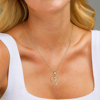 Kette Herz Damen Halskette 14K Gold Zirkonia Buchstaben Geschenke