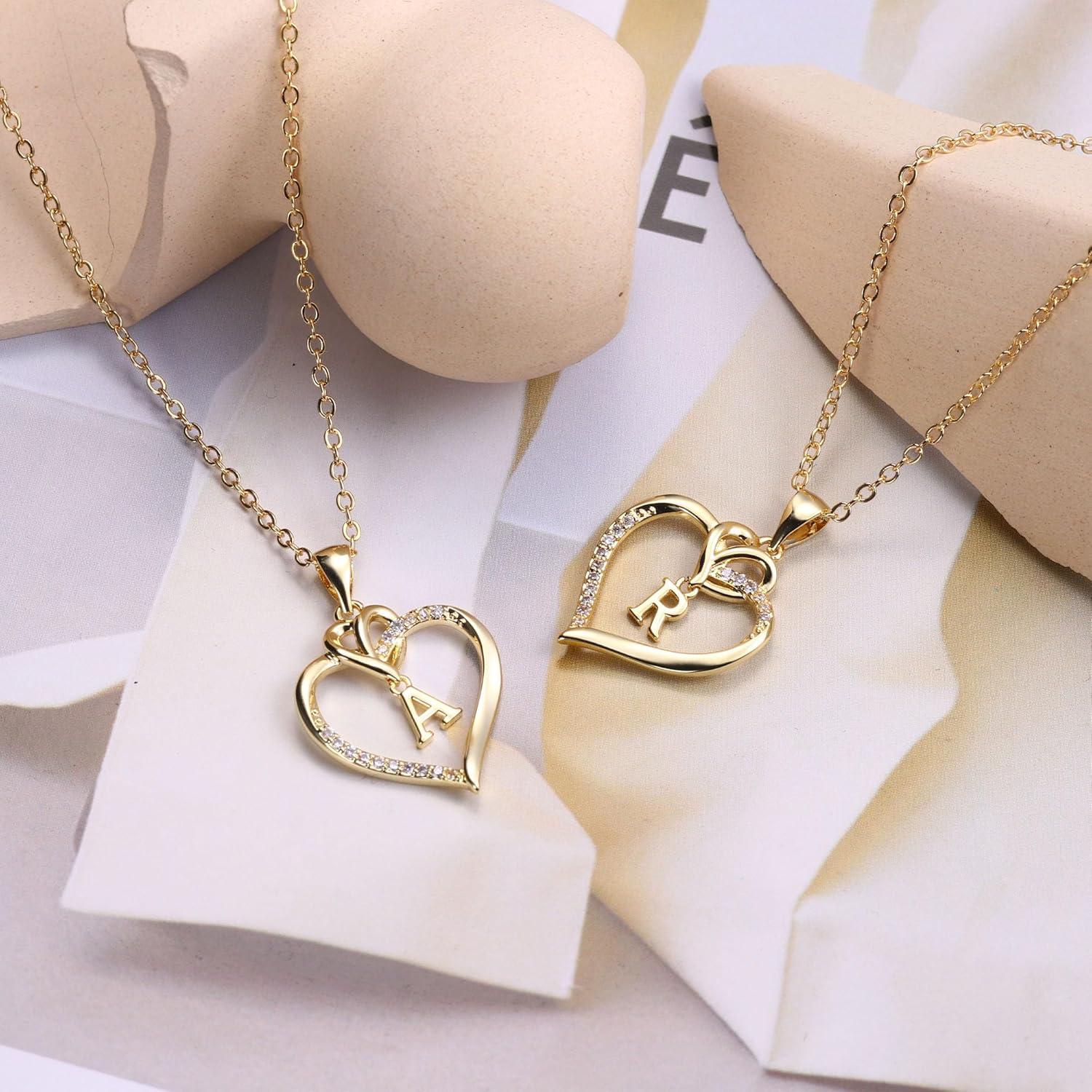 Valentinstag Geschenke Herz Damen Halskette 14K Gold Zirkonia