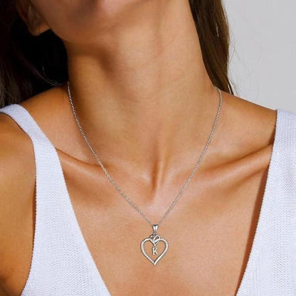 TINGN Zirkonia Herz Halskette 14K Gold Herz Buchstaben Kette - Silber