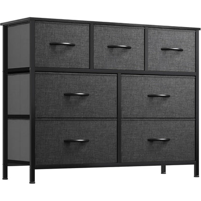 YITAHOME 7 Schubladen Kommode Stoff Schwarz Grau