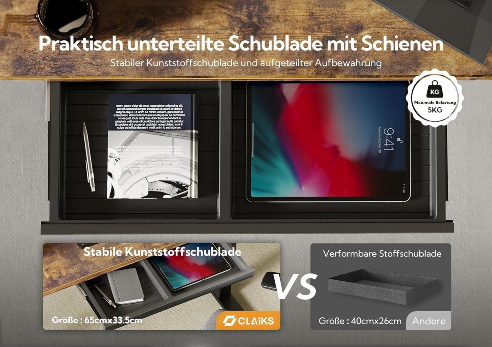 Höhenverstellbarer Schreibtisch 140x60 cm mit Schublade, Elektrisch