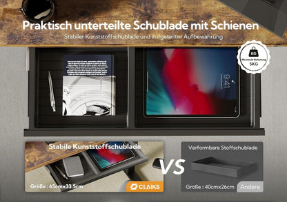 Höhenverstellbarer Schreibtisch 140x60 cm mit Schublade, Elektrisch