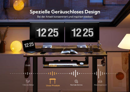 Höhenverstellbarer Schreibtisch elektrisch mit Tastaturablage Vintage