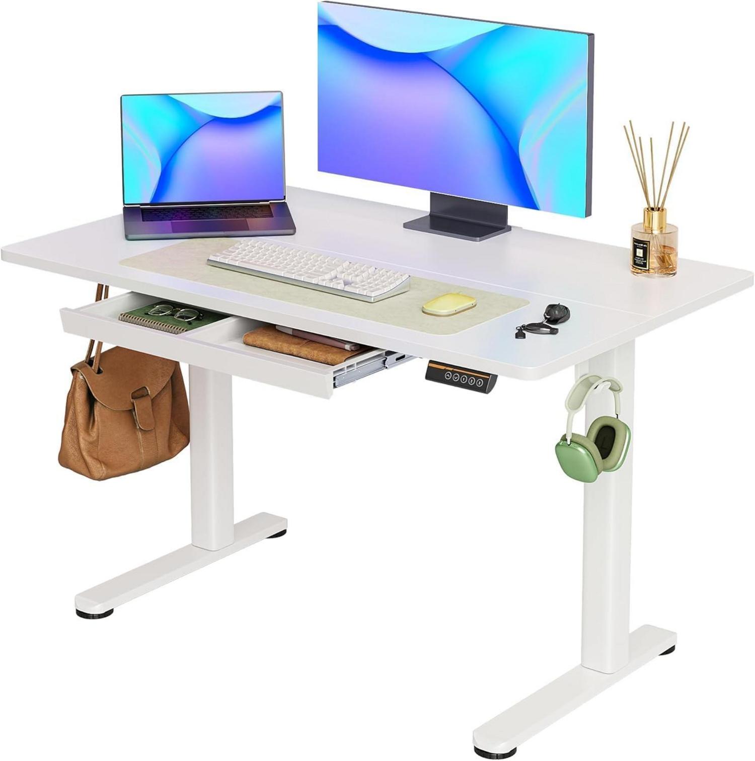 Höhenverstellbarer Schreibtisch mit Schublade 120x60 cm