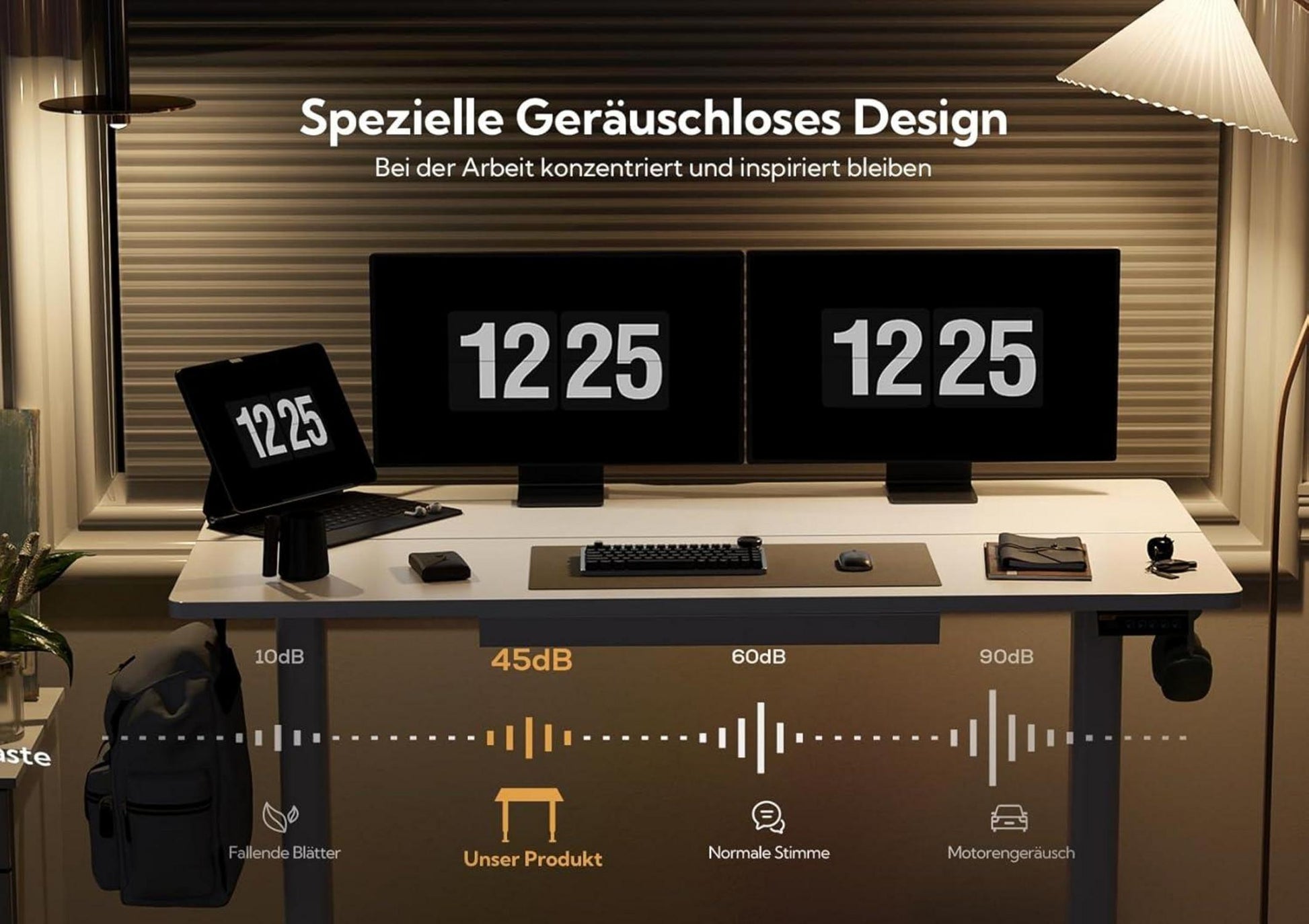 Höhenverstellbarer Schreibtisch 120x60 cm, Elektrisch, Weiß, mit