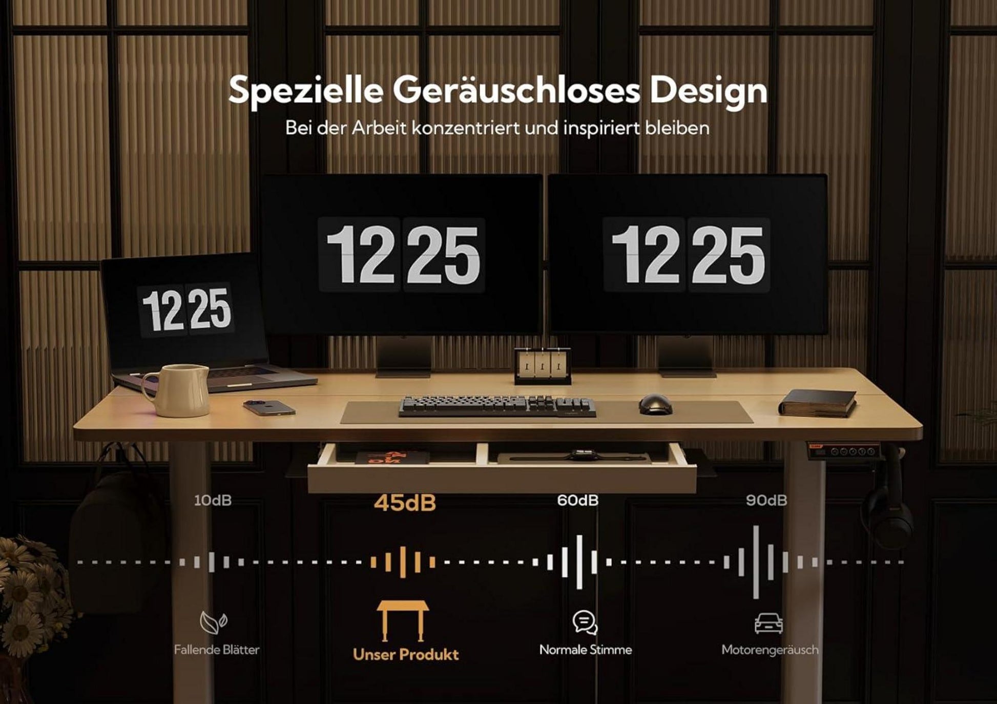 Höhenverstellbarer Schreibtisch Elektrisch 140x60 cm Standing Desk
