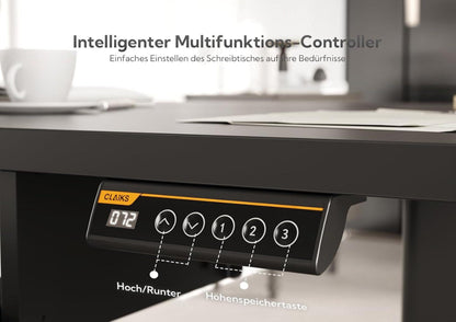 Elektrischer Schreibtisch Höhenverstellbar Tastaturablage 140x60 cm Schwarz