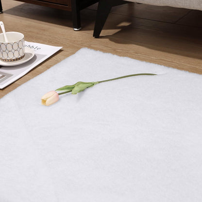 Weißer Hasenfell-Teppich Langflor 60x160cm, Hochflor Shaggy Wohnzimmer Sofa