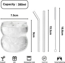 4er Set Trinkglas 380ml geripptes Wavelongdrinkglas