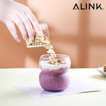 ALINK 4er Set Trinkgläser 380ML gerippte Glas Latte Macchiato Eiskaffee Cocktail