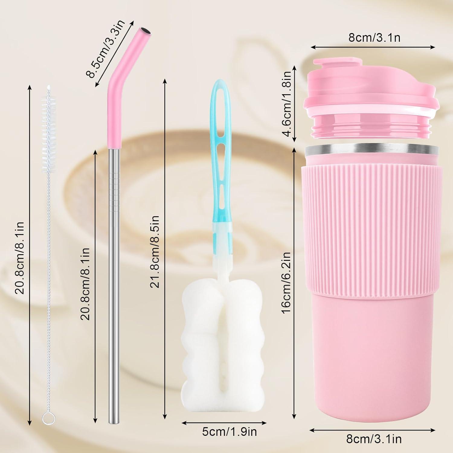 CS COSDDI Thermobecher Isolierbecher Kaffeebecher to Go 450ml Pink