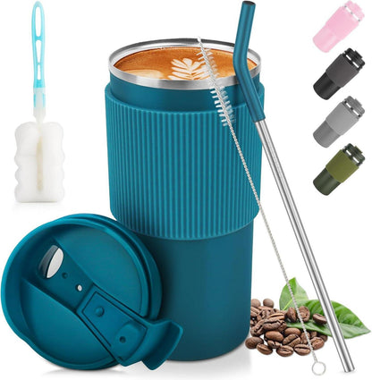 Isolierbecher Thermobecher 450ml auslaufsicher mit Deckel Blue