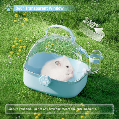 Transportbox Hamster Tragbare Reisebox mit Wasserflasche 18,4L * 17W * 16,3H cm Blue