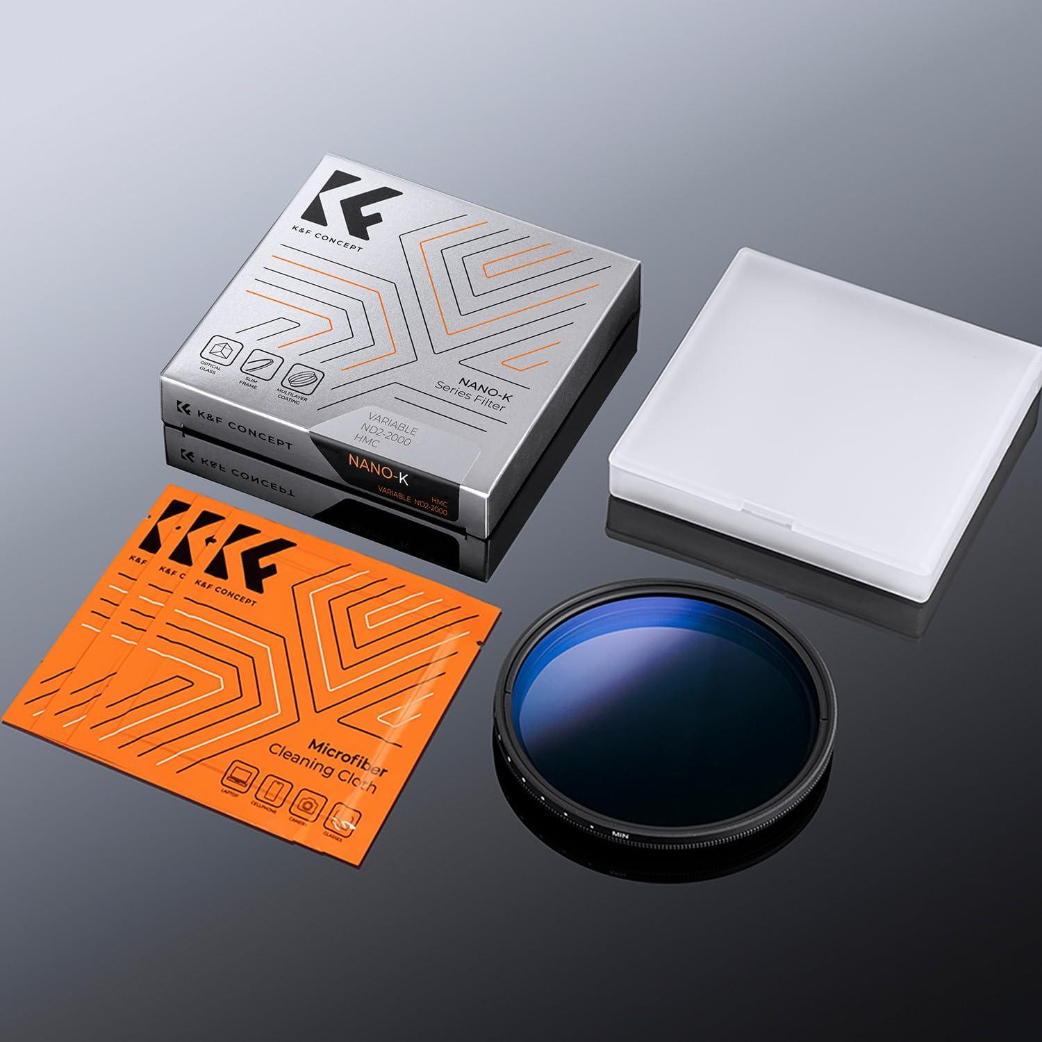 K&F Concept Nano K-Serie ND Filter 82mm Variabler Graufilter ND2-ND2000