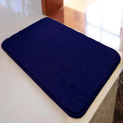 Rutschfester Badezimmerteppich flauschig, Navy Blau 110x180 cm