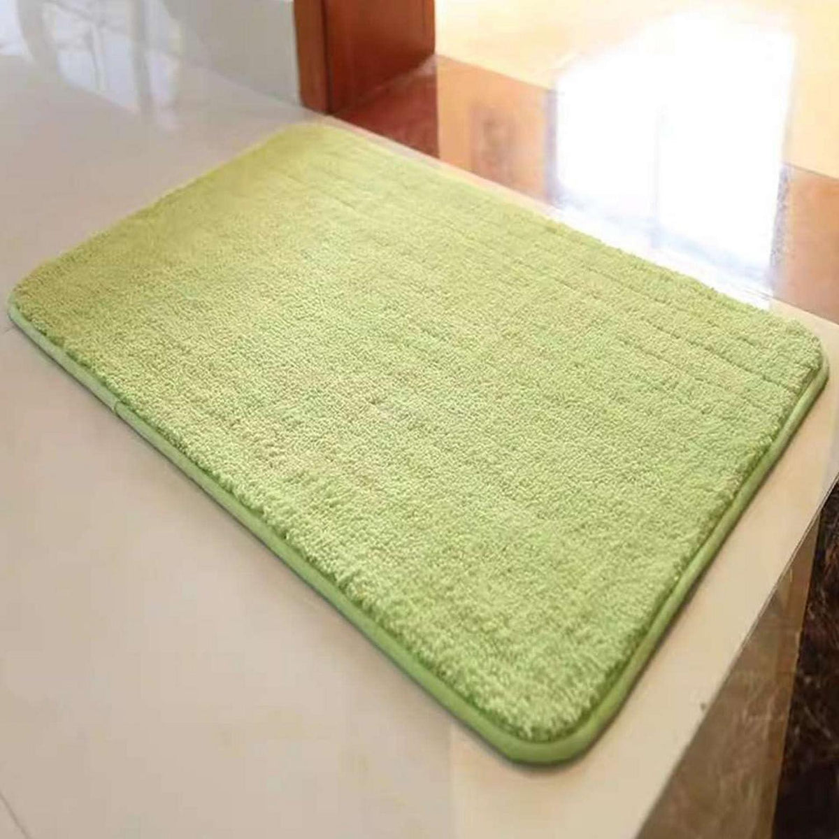 Rutschfester Badezimmerteppich Flauschig Hellgrün 100x150 cm