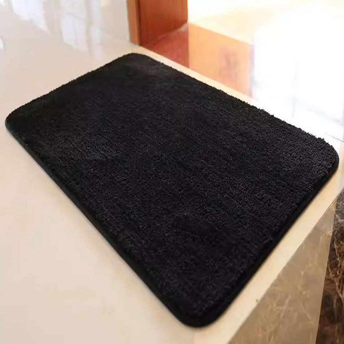 Rutschfester Badezimmerteppich Schwarz 120x200 cm – Flauschig & Saugfähig