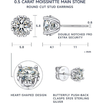 Moissanite Ohrstecker Silber 925 Herz 4 Karat Damen Geschenk