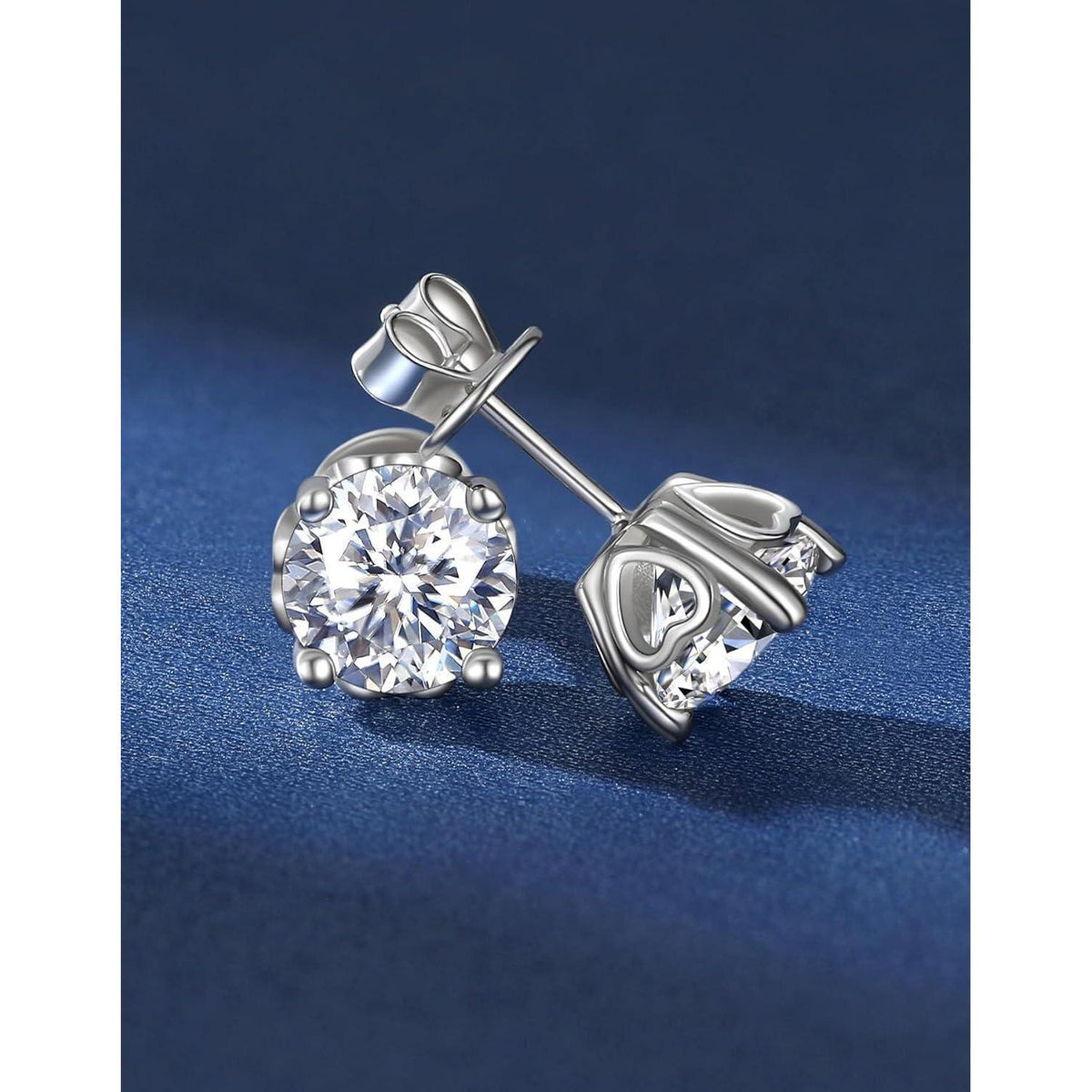Moissanit Ohrstecker Silber 925 Herz 1 Karat Damen