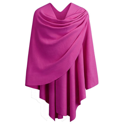 Damen Poncho Strick Cape Weich Einheitsgröße Hotpink