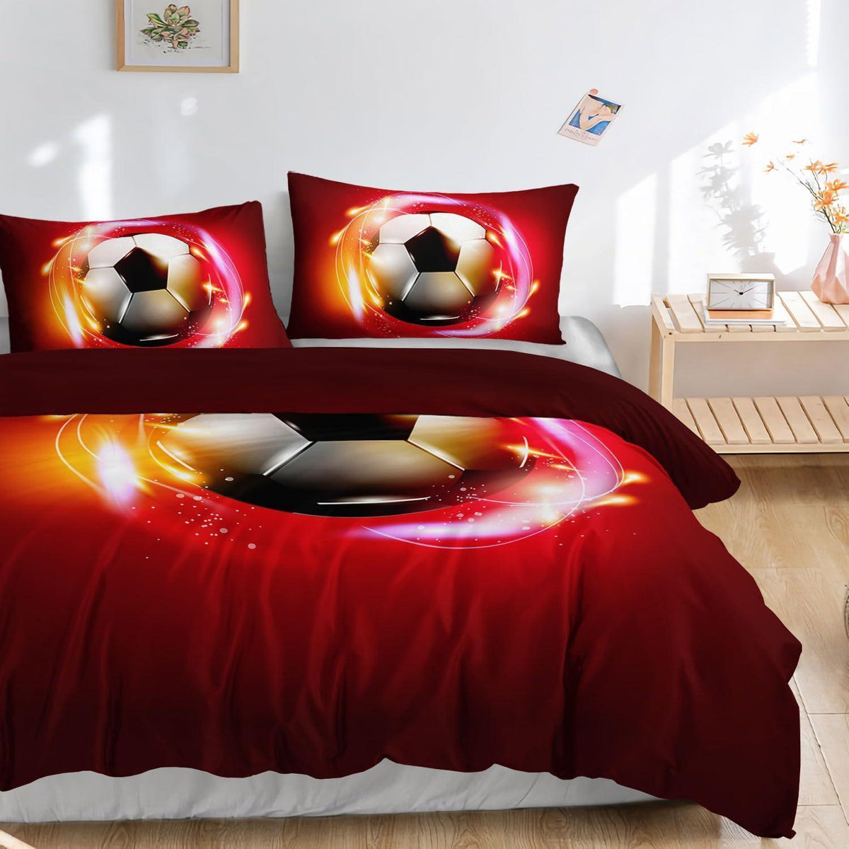 Fußball Bettbezug Set Kinderzimmer 200x200cm blau