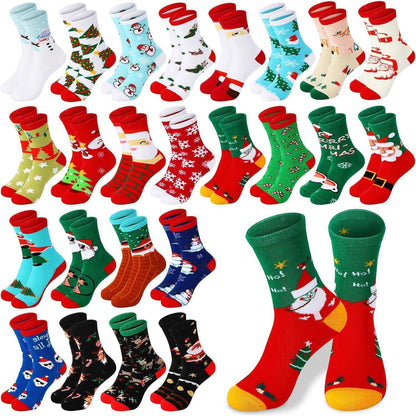 24 Paar Lustige Weihnachtssocken Unisex Winter Socken Set
