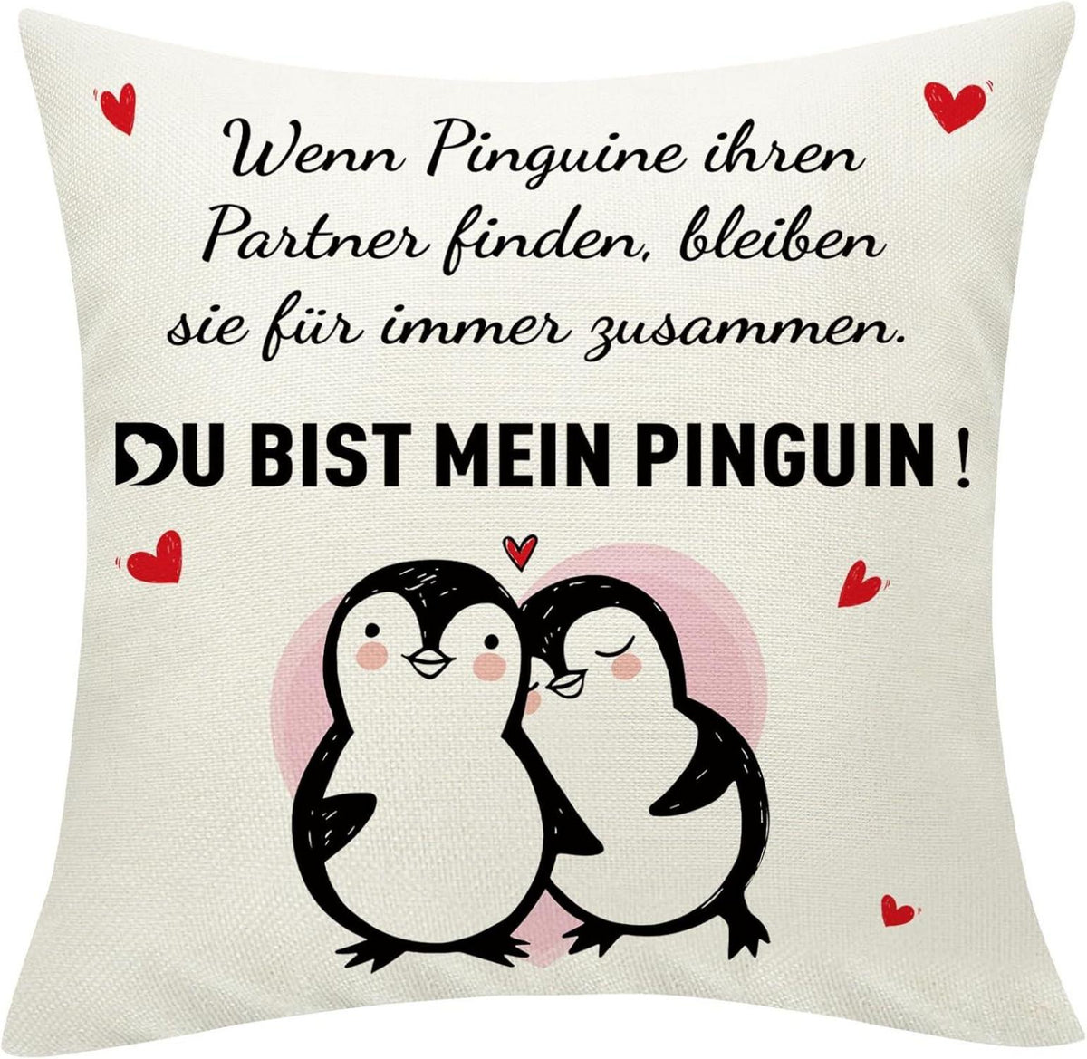Pinguin Partner Kissenbezug mit Taschen 45x45 cm