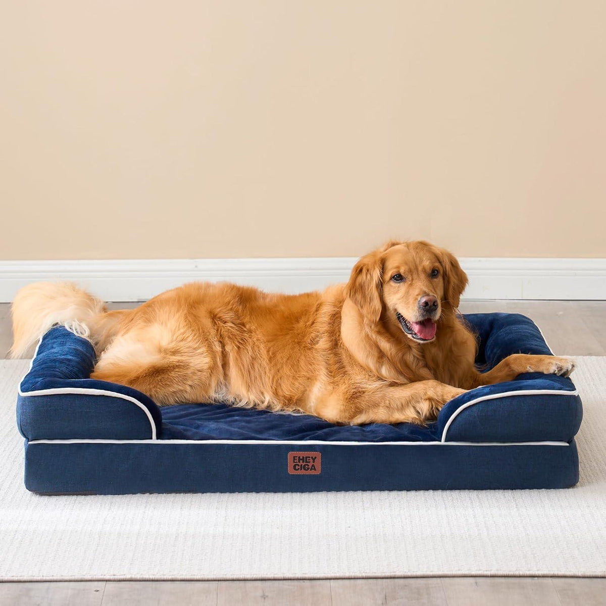 Orthopädisches Hundebett XXL mit Memory Foam, Marineblau