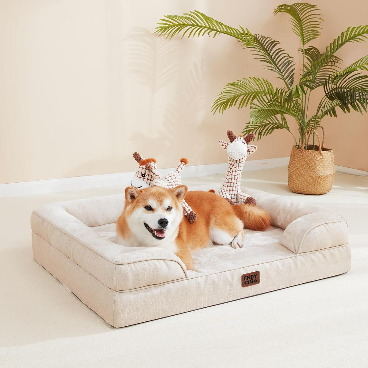 Orthopädisches Hundebett XL mit Memory Foam, Beige