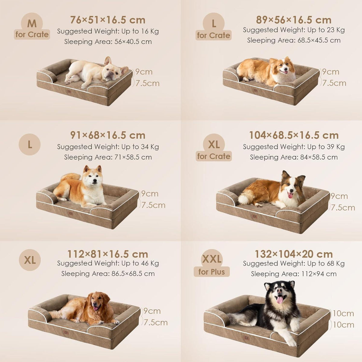 Orthopädisches Hundebett XXL mit Memory Foam, waschbar, wasserdicht