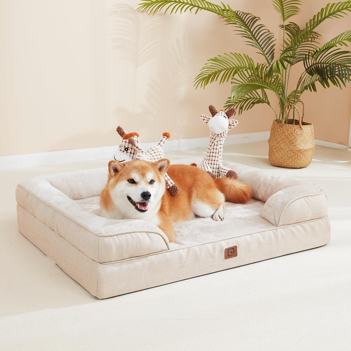 Orthopädisches Hundebett XXL mit Memory Foam, Beige
